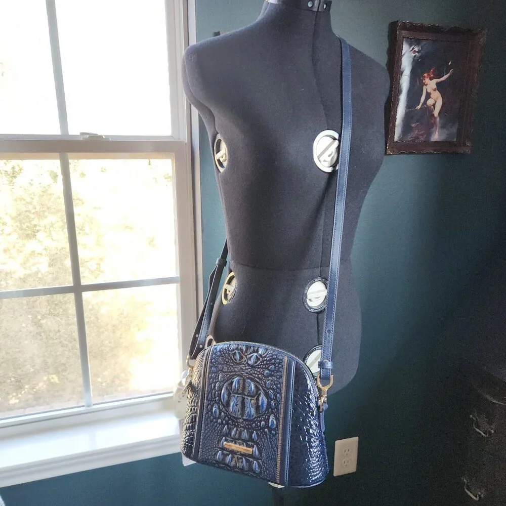Brahmin Small Georgina - Kyanite Havisham Croc Leather Cross Body - Picture 10 of 11